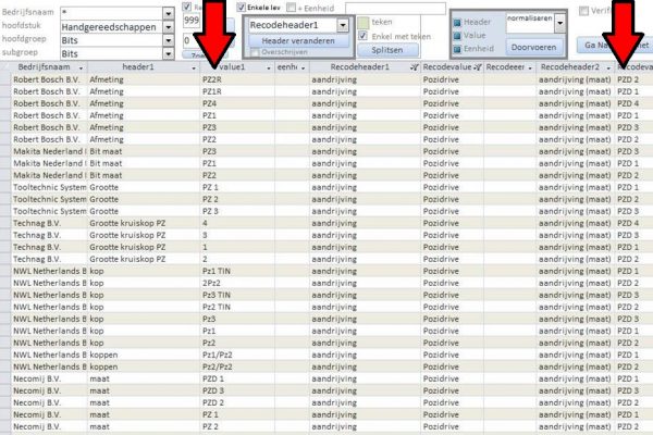 Normaliseren voorbeeld pijlen Normaliseren voorbeeld pijlen
