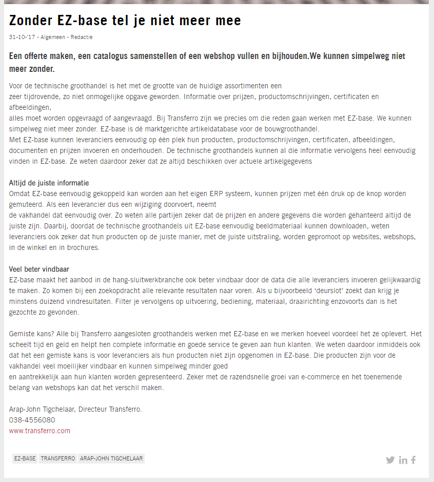 2017-10-31 Raam en Deur - Zonder EZ-base tel je niet meer mee